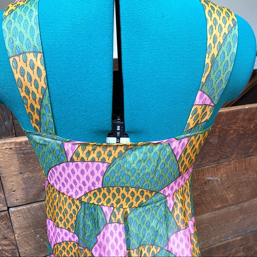 Parameter Fairytale Peacock Patchwork Silk Dress - image 7